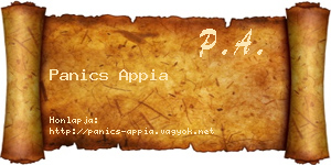 Panics Appia névjegykártya